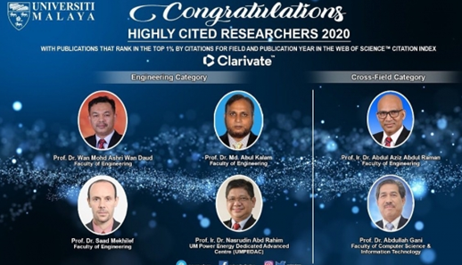 6名马来亚大学研究人员被列入高引用名单